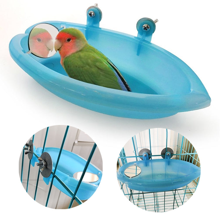 Parrot Round Bath Basin Shower Bathtub Kit Bird Bathtub Bathing Supplies, Style:With mirror