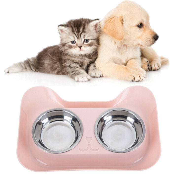 Stainless Steel Cat and Dog Double Bowl Leak-proof Drinking Water Pet Bowl