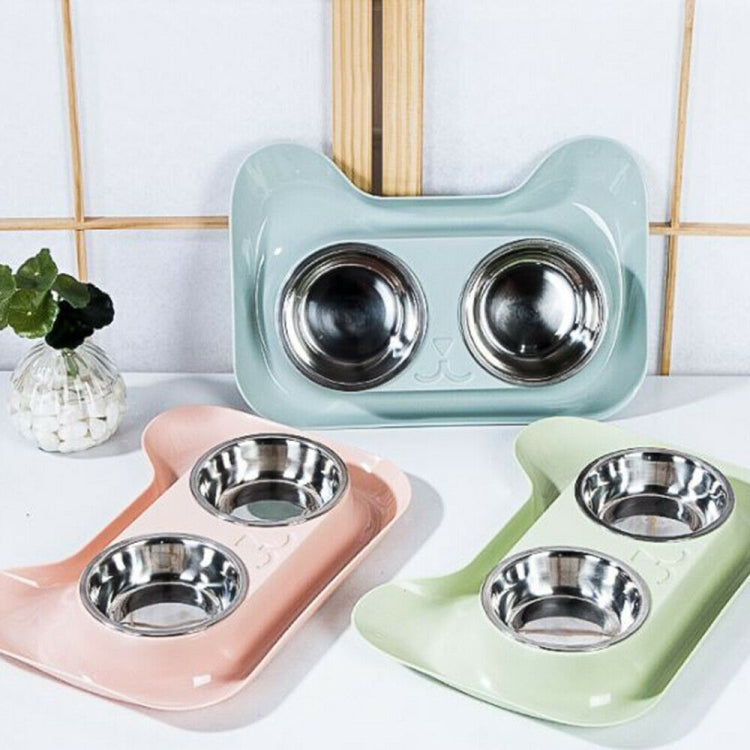 Stainless Steel Cat and Dog Double Bowl Leak-proof Drinking Water Pet Bowl