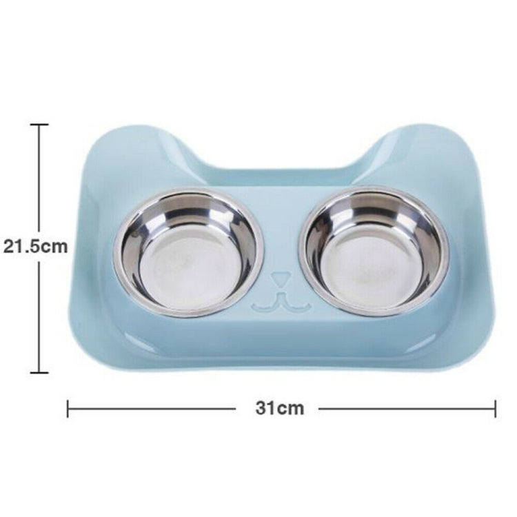 Stainless Steel Cat and Dog Double Bowl Leak-proof Drinking Water Pet Bowl