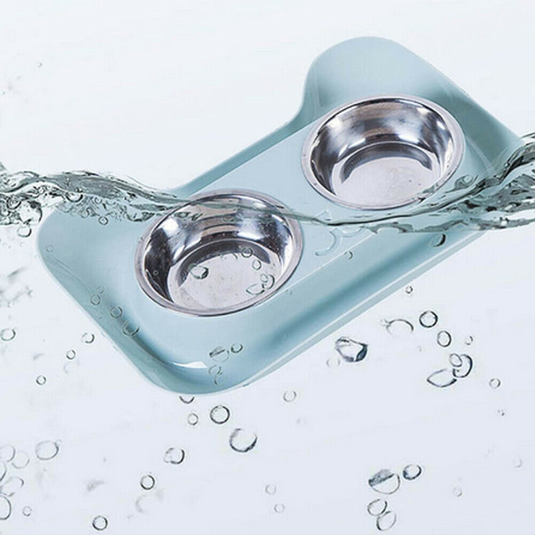 Stainless Steel Cat and Dog Double Bowl Leak-proof Drinking Water Pet Bowl
