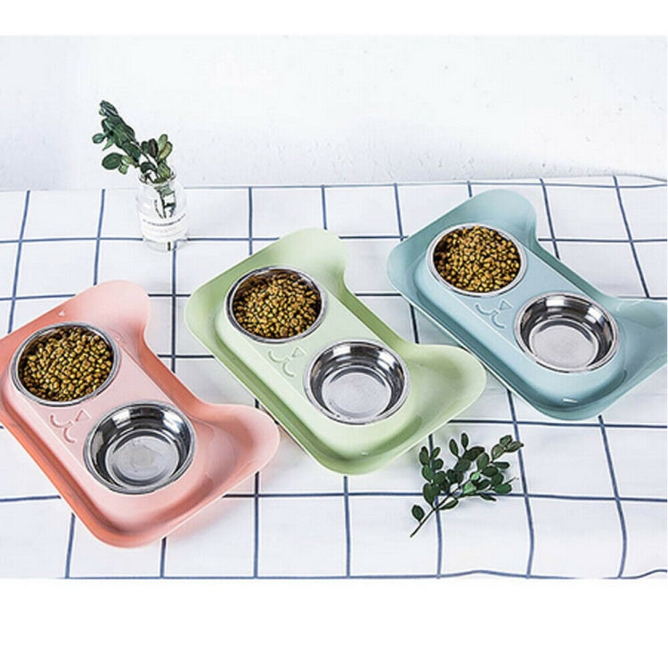Stainless Steel Cat and Dog Double Bowl Leak-proof Drinking Water Pet Bowl