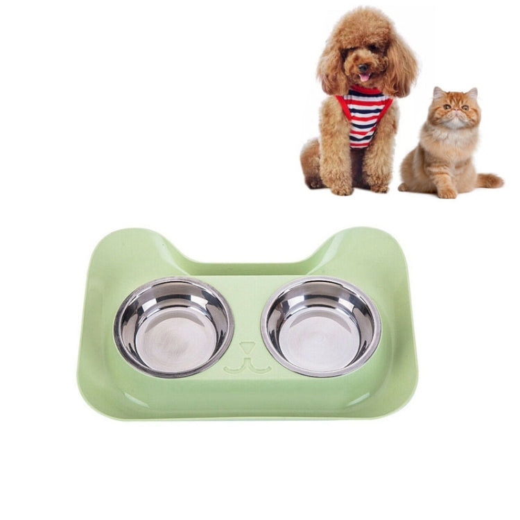 Stainless Steel Cat and Dog Double Bowl Leak-proof Drinking Water Pet Bowl