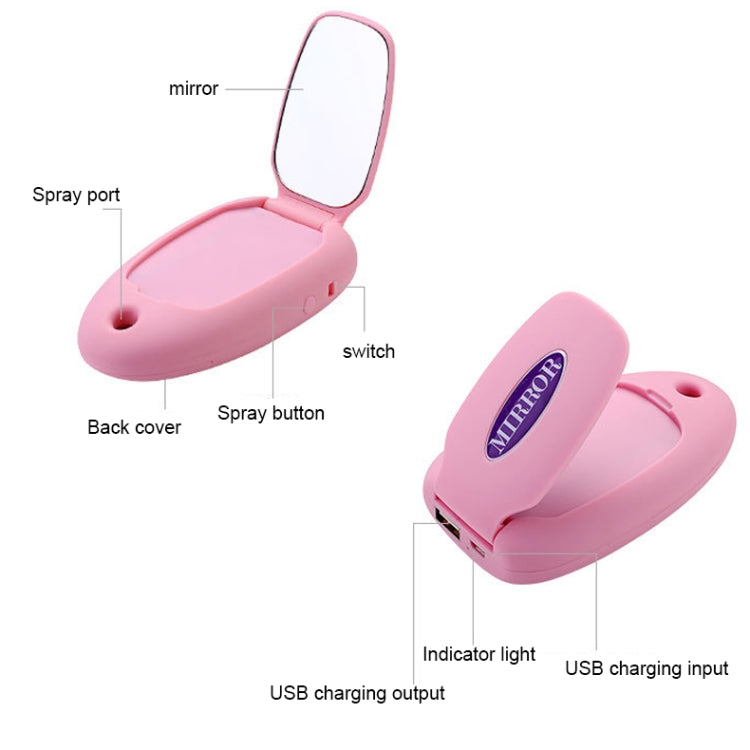 Nano Sprayer Moisturizer Mini Compact Portable Humidifier Automatic Alcohol Sprayer with Mirror(Pink)