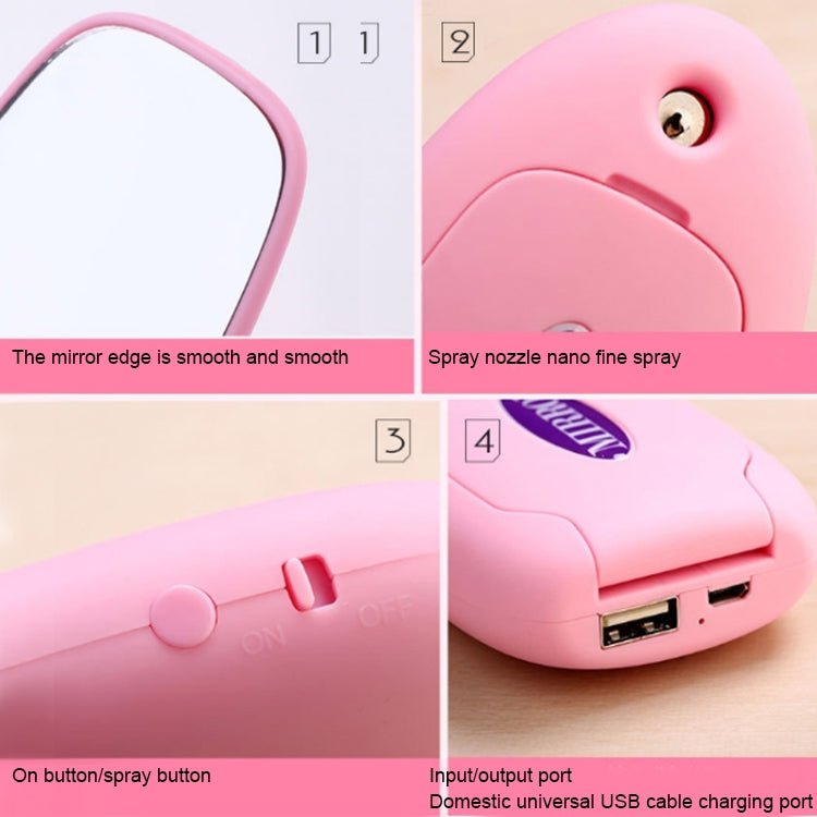 Nano Sprayer Moisturizer Mini Compact Portable Humidifier Automatic Alcohol Sprayer with Mirror(Pink)