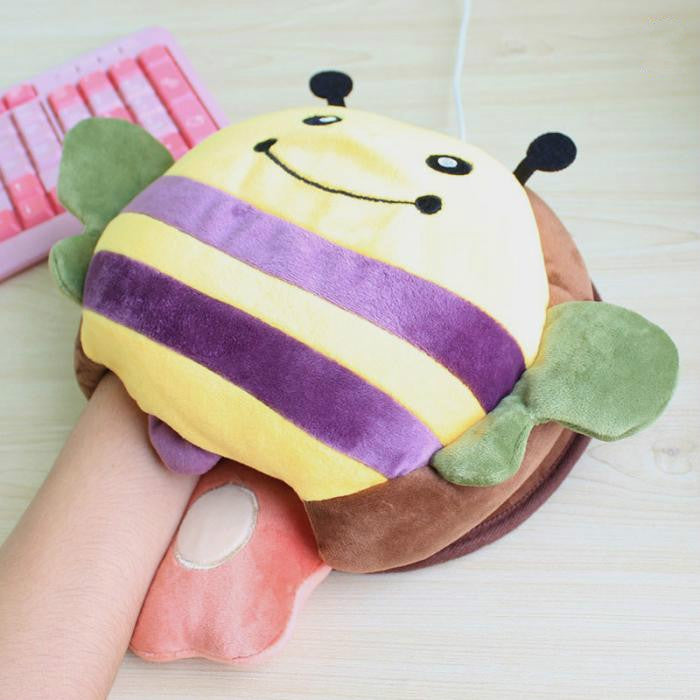 Winter Cute Cartoon Animal USB Heating Mouse Pad Flannel Hand Warmer