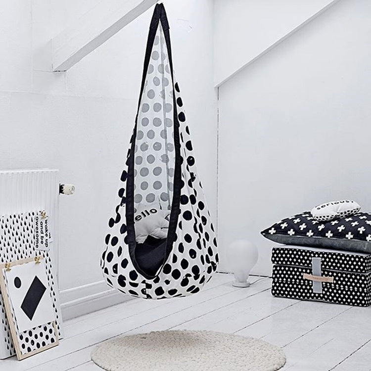 Black and White Dot Design Hammock Inflatable Cushion Garden Swing Chair Indoor Outdoor Hanging Seat Child Swing Seat