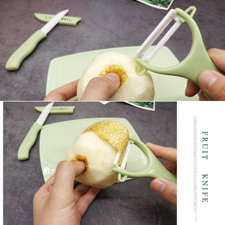 3 in 1Ceramic Fruit Knife Peeler Cutting Board Household Kitchen Tools Set(Pink)