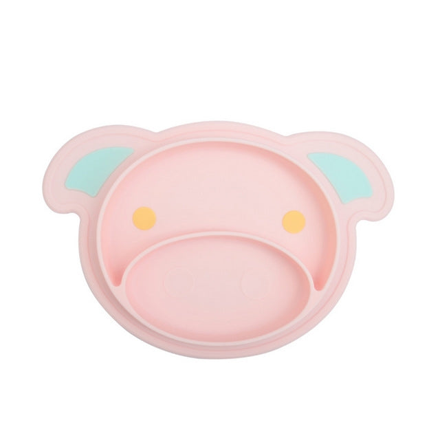 3 PCS Cartoon Cute Pig Baby Feeding Dishes Infant Silicone Plate Bowls Tableware
