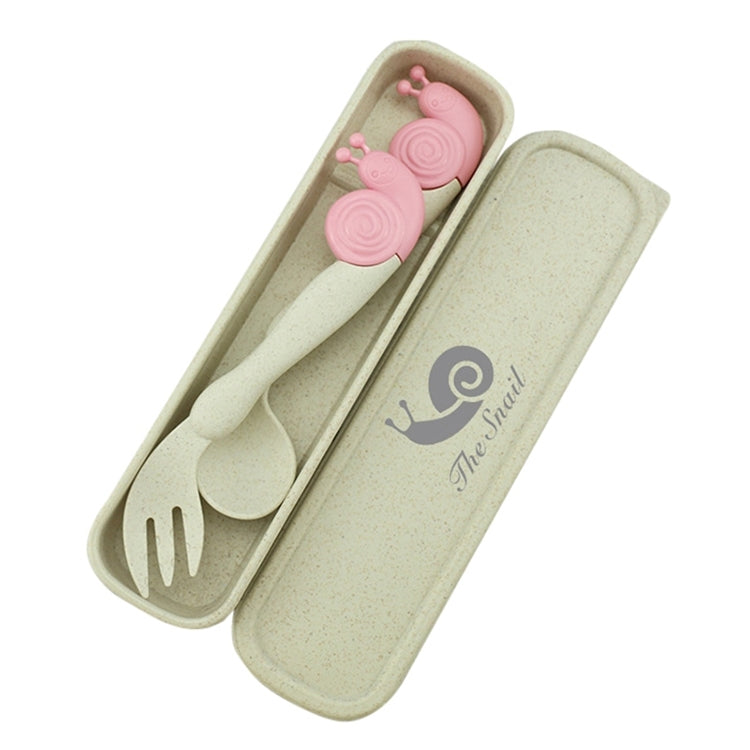 2 SET Wheat Children Portable Non-Slip Elbow Spoon Fork