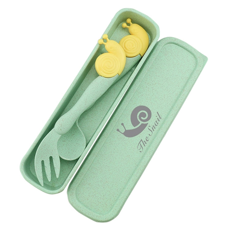 2 SET Wheat Children Portable Non-Slip Elbow Spoon Fork