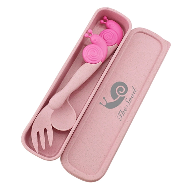 2 SET Wheat Children Portable Non-Slip Elbow Spoon Fork