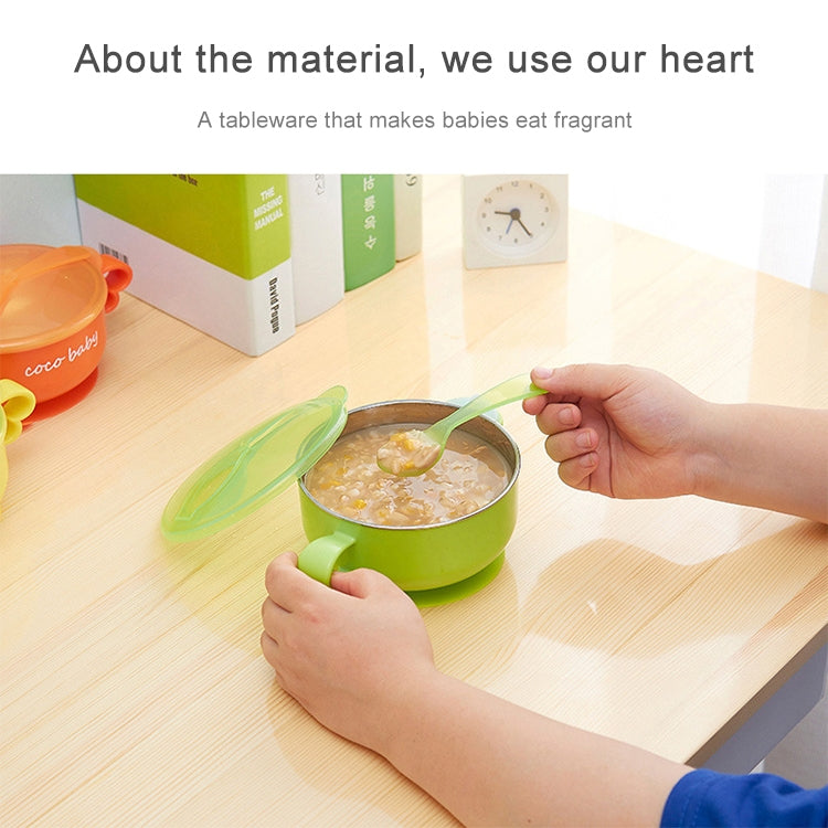 Children Stainless Steel Water Suction Cup Bowl(Orange)