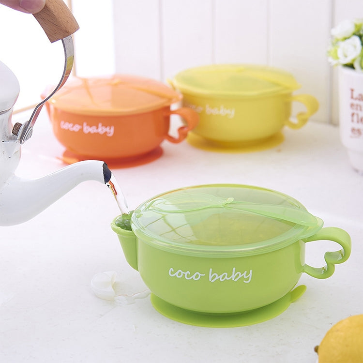 Children Stainless Steel Water Suction Cup Bowl(Orange)