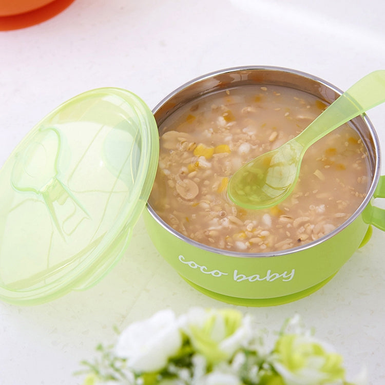 Children Stainless Steel Water Suction Cup Bowl(Orange)