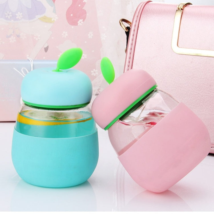 Cute Glass Leak-proof Cup Baby Drinkware Green Leaf Fruit Cup Silicone Sheathed Water Cup