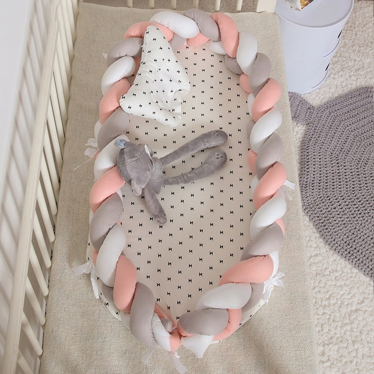 Cotton Woven Folding Portable Crib Bed Bionic Removable and Washable Manual Fence Three-dimensional Protective Crib