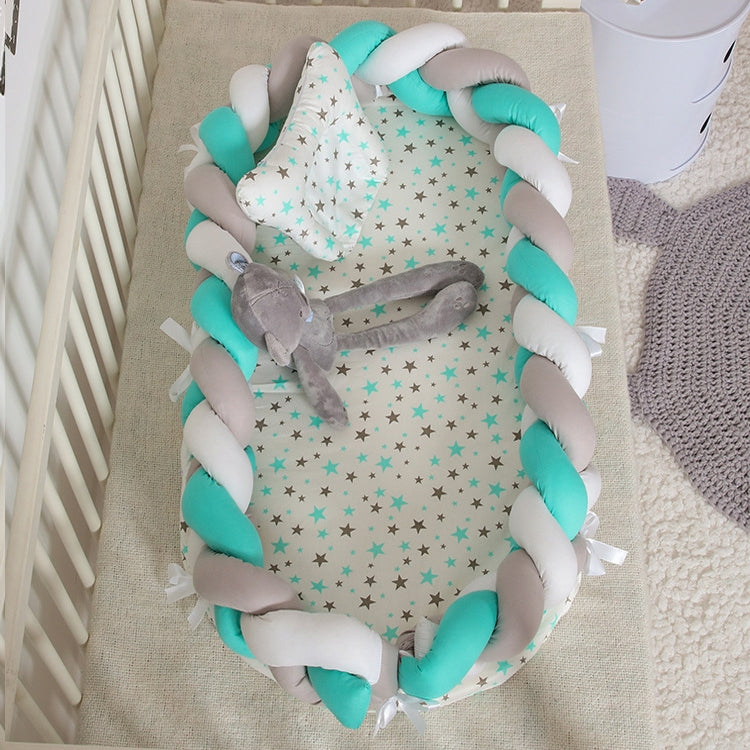 Cotton Woven Folding Portable Crib Bed Bionic Removable and Washable Manual Fence Three-dimensional Protective Crib