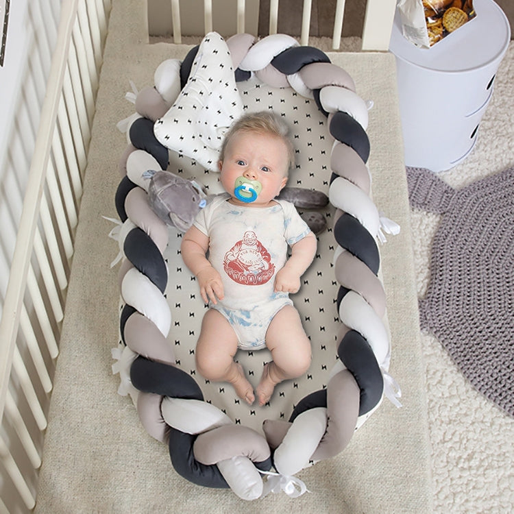 Cotton Woven Folding Portable Crib Bed Bionic Removable and Washable Manual Fence Three-dimensional Protective Crib