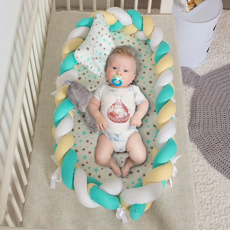 Cotton Woven Folding Portable Crib Bed Bionic Removable and Washable Manual Fence Three-dimensional Protective Crib