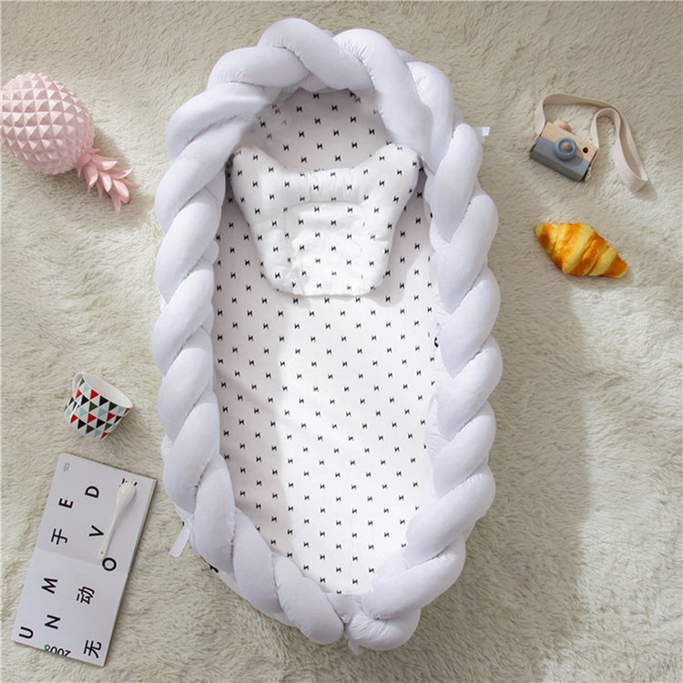 Cotton Woven Folding Portable Crib Bed Bionic Removable and Washable Manual Fence Three-dimensional Protective Crib
