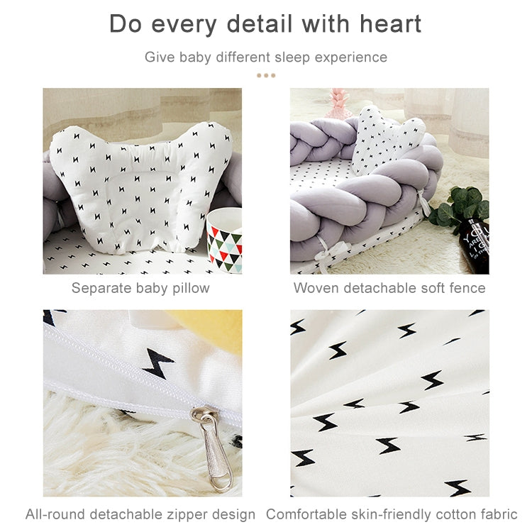 Cotton Woven Folding Portable Crib Bed Bionic Removable and Washable Manual Fence Three-dimensional Protective Crib