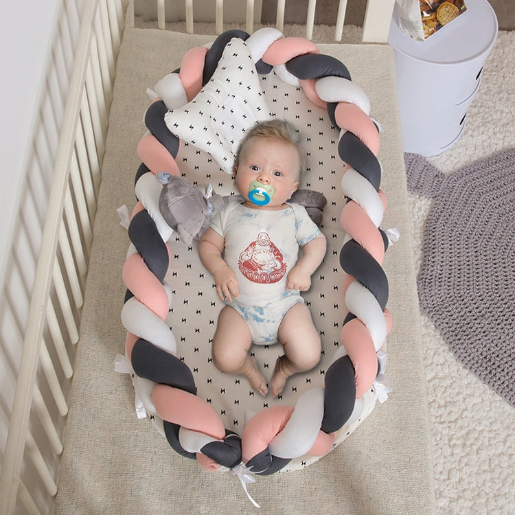 Cotton Woven Folding Portable Crib Bed Bionic Removable and Washable Manual Fence Three-dimensional Protective Crib
