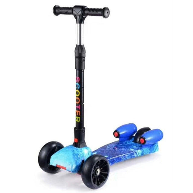 Foldable Three-wheeled Children Scooter with Spray Flash & Music Features
