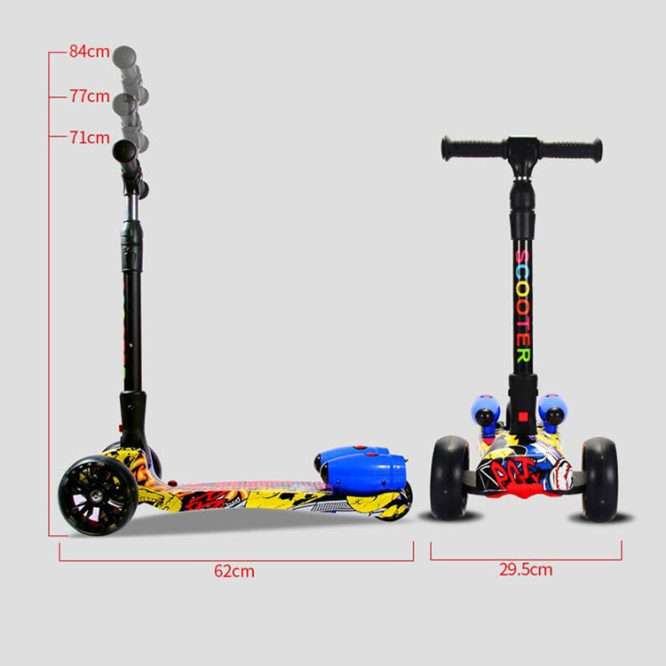 Foldable Three-wheeled Children Scooter with Spray Flash & Music Features