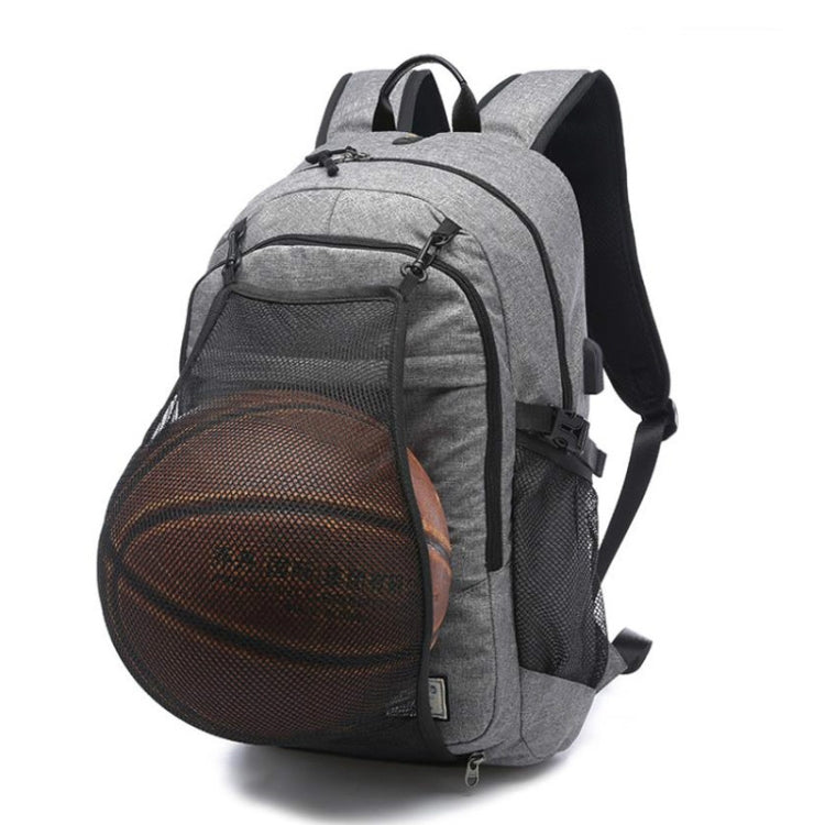 Multifunction Student Basketball Bag Men Outdoor Hiking Fitness Sports Bag, with External USB Charging Port