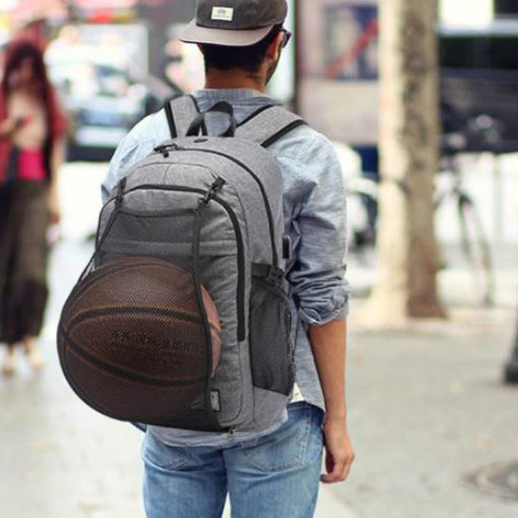 Multifunction Student Basketball Bag Men Outdoor Hiking Fitness Sports Bag, with External USB Charging Port