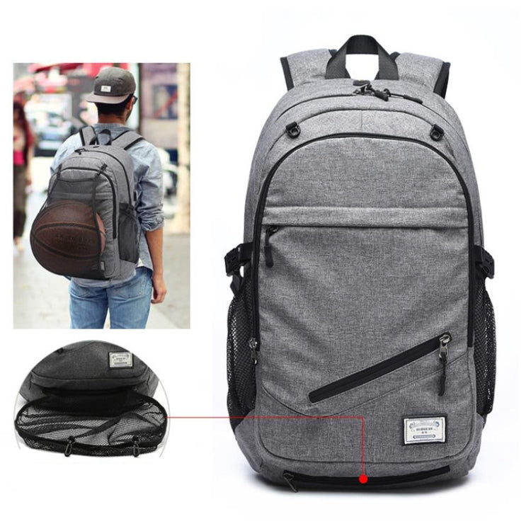 Multifunction Student Basketball Bag Men Outdoor Hiking Fitness Sports Bag, with External USB Charging Port