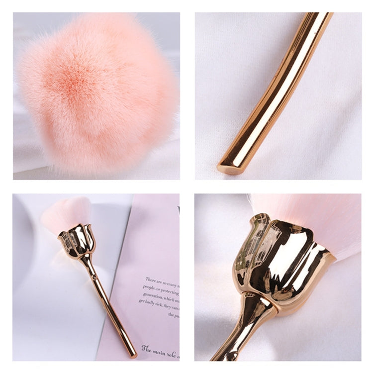 Fashion Nail Dust Brush Pink Hair Rose Flower Brush Nail Brush