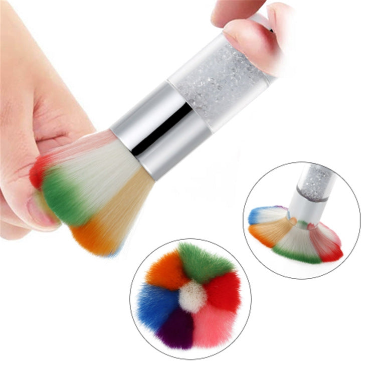 Rainbow Rhinestone Nail Brush Dust Cleaning Brush Nail Tools