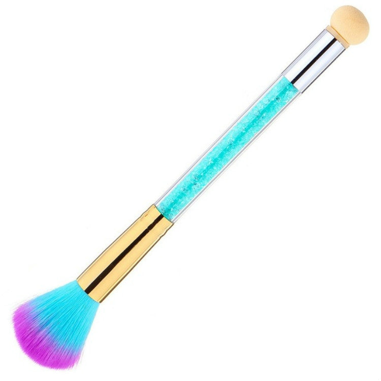 Double End Rhinestone Handle Nail Art Gradient Sponge Pen Brush Manicure Powder Dust Cleaning UV Gel Polish Tool