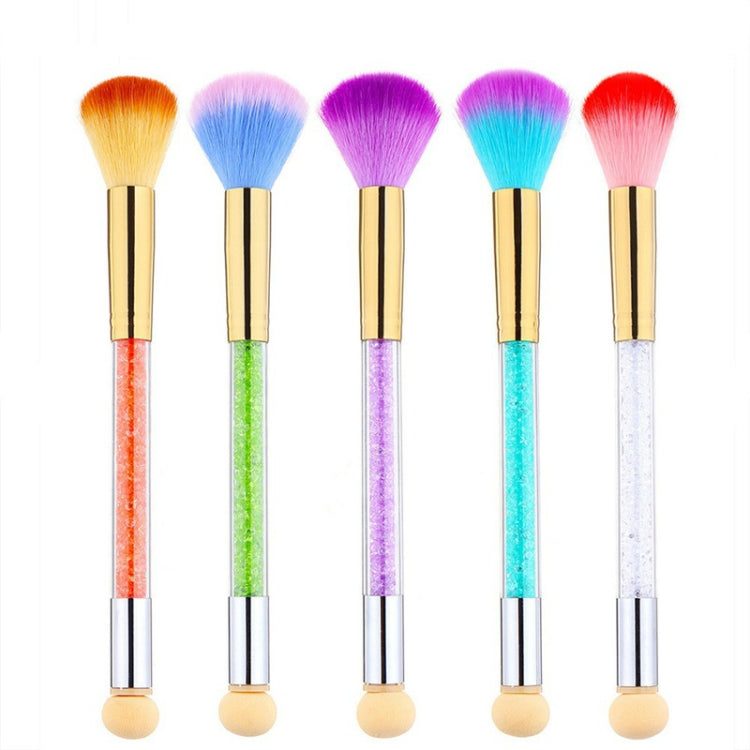 Double End Rhinestone Handle Nail Art Gradient Sponge Pen Brush Manicure Powder Dust Cleaning UV Gel Polish Tool
