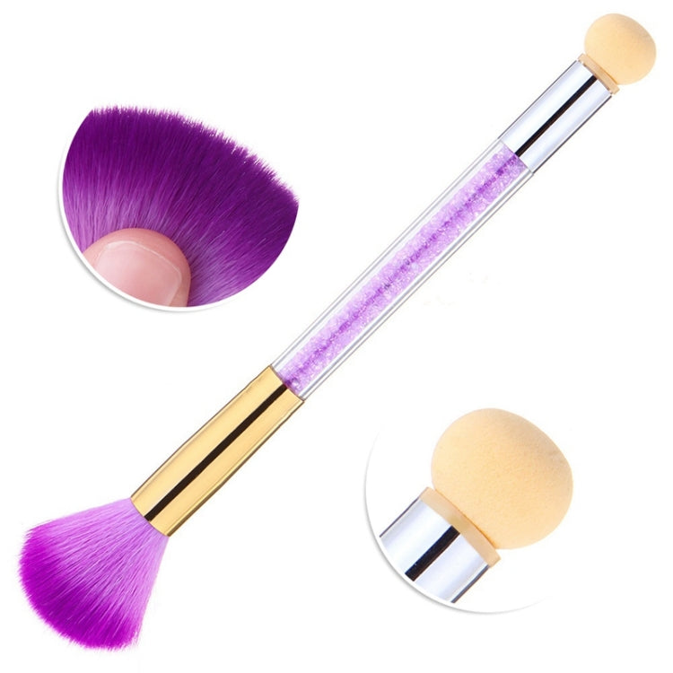 Double End Rhinestone Handle Nail Art Gradient Sponge Pen Brush Manicure Powder Dust Cleaning UV Gel Polish Tool