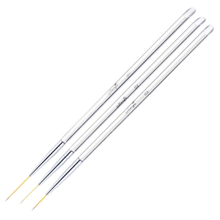 3 PCS Nail Art Brush Crystal Acrylic Drawing Pen Stripes Flower 2 Side Nail Art Tools