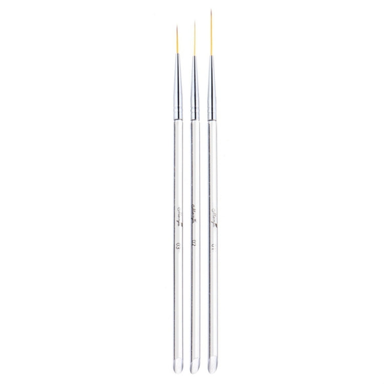 3 PCS Nail Art Brush Crystal Acrylic Drawing Pen Stripes Flower 2 Side Nail Art Tools