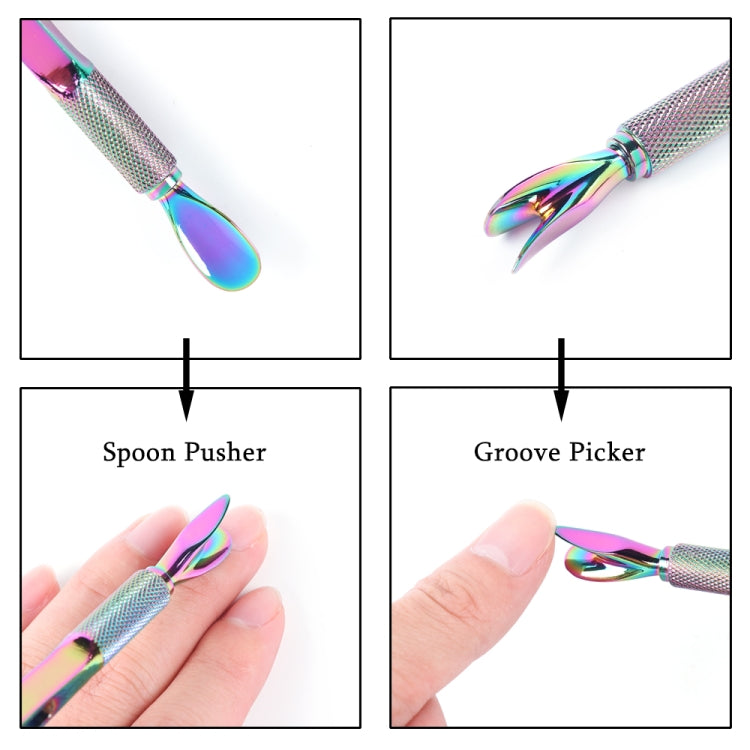Double Head Cuticle Pusher Chameleon Tweezers Multifunctional Manicure Tools