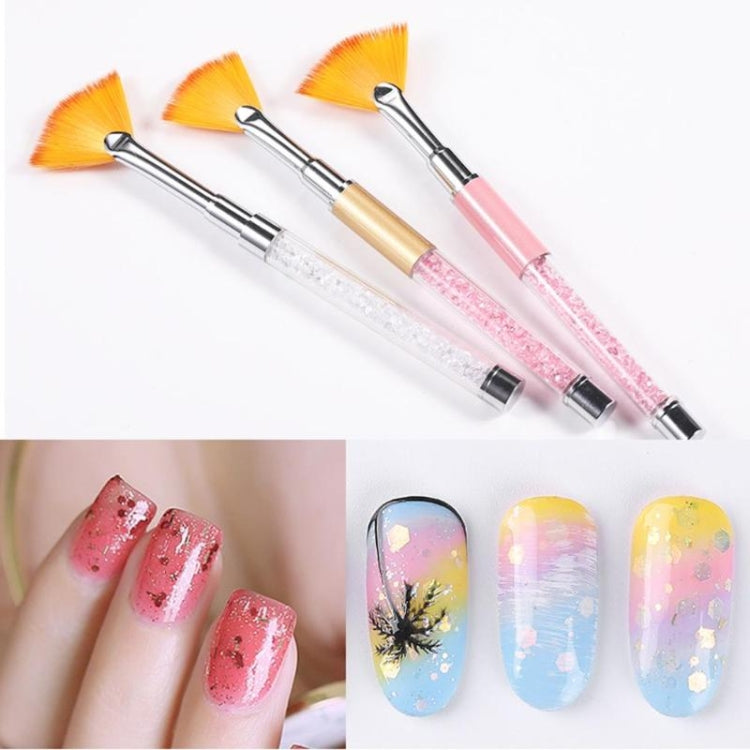 Simple Fan-shaped Nail Brush Acrylic Painting Pen Manicure Nail Art Tool(Gold)
