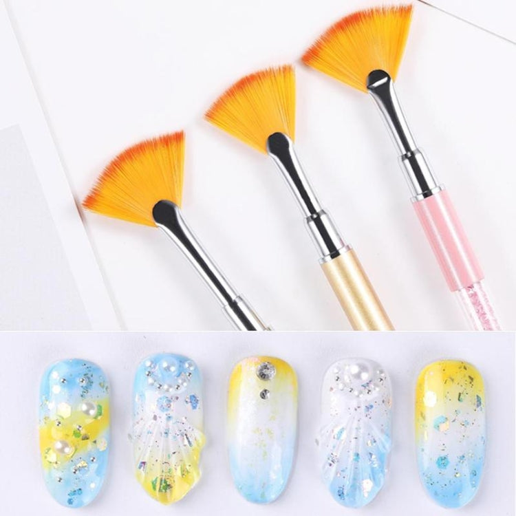 Simple Fan-shaped Nail Brush Acrylic Painting Pen Manicure Nail Art Tool(Gold)