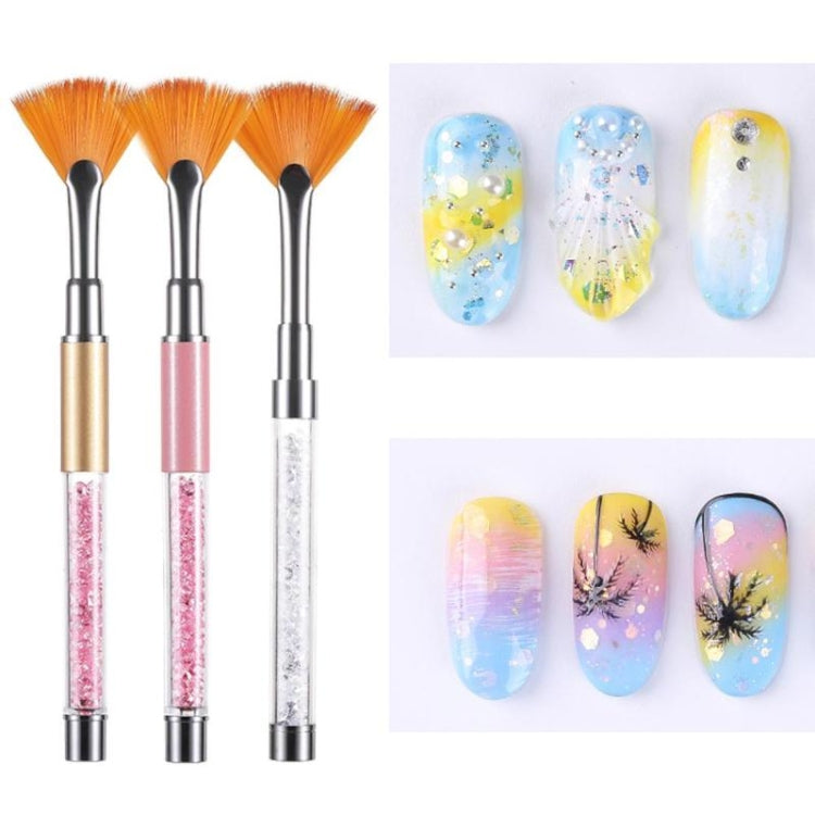 Simple Fan-shaped Nail Brush Acrylic Painting Pen Manicure Nail Art Tool(Gold)