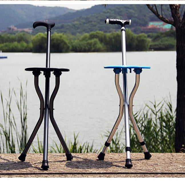 Outdoor Portable Folding Middle and Old Aged Chair Cane Chair with Bench