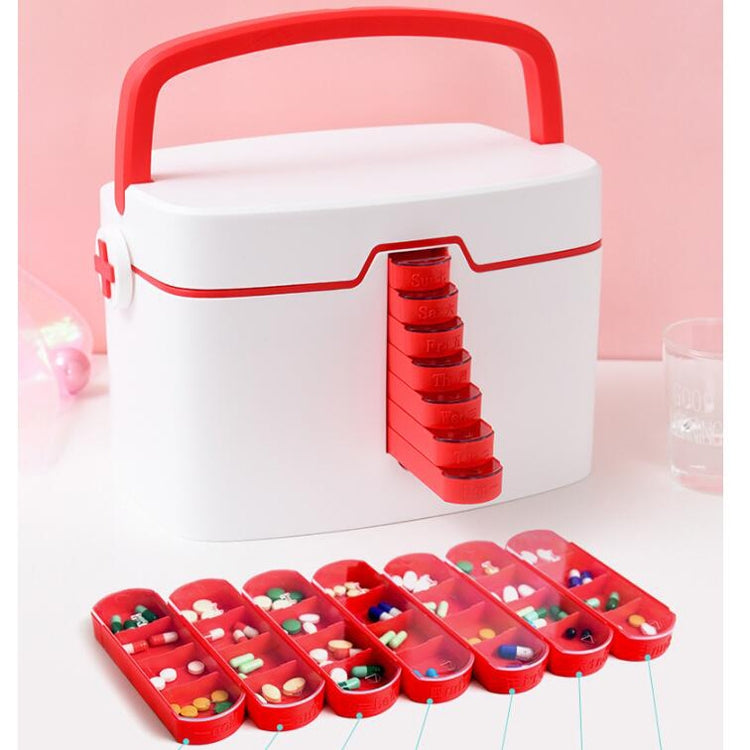 Household Medicine Medical Box Multi-layer Portable Medicine Storage Box, Size:  35x25x24cm
