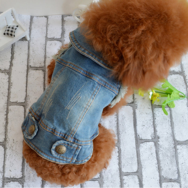 Retro Personality Denim Small Vest Pet Dog Clothes Pet Jacket, Size:S