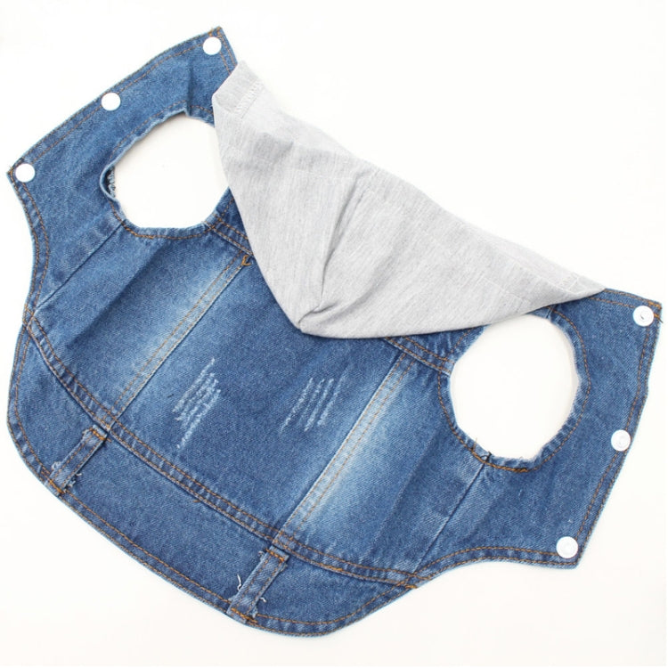Retro Personality Denim Small Vest Pet Dog Clothes Pet Jacket, Size:M