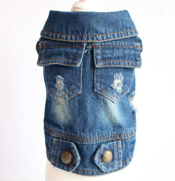 Retro Personality Denim Small Vest Pet Dog Clothes Pet Jacket, Size:L