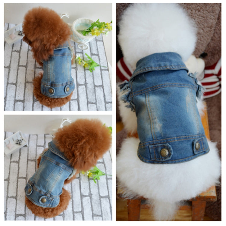 Retro Personality Denim Small Vest Pet Dog Clothes Pet Jacket, Size:L