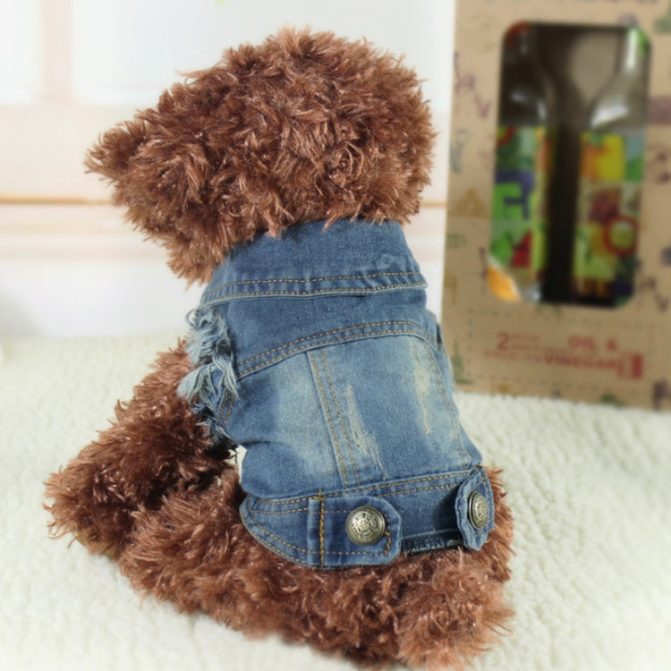 Retro Personality Denim Small Vest Pet Dog Clothes Pet Jacket, Size:XL